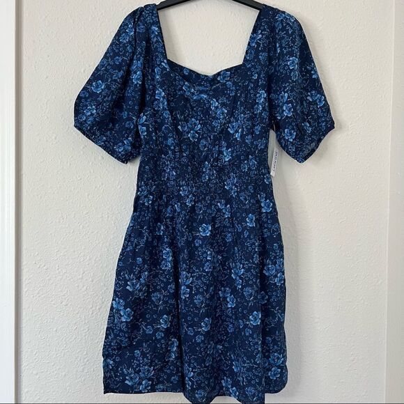 Old Navy Puff-Sleeve Waist-Defined Floral-Print Smocked Mini Dress Size XS - Picture 7 of 9